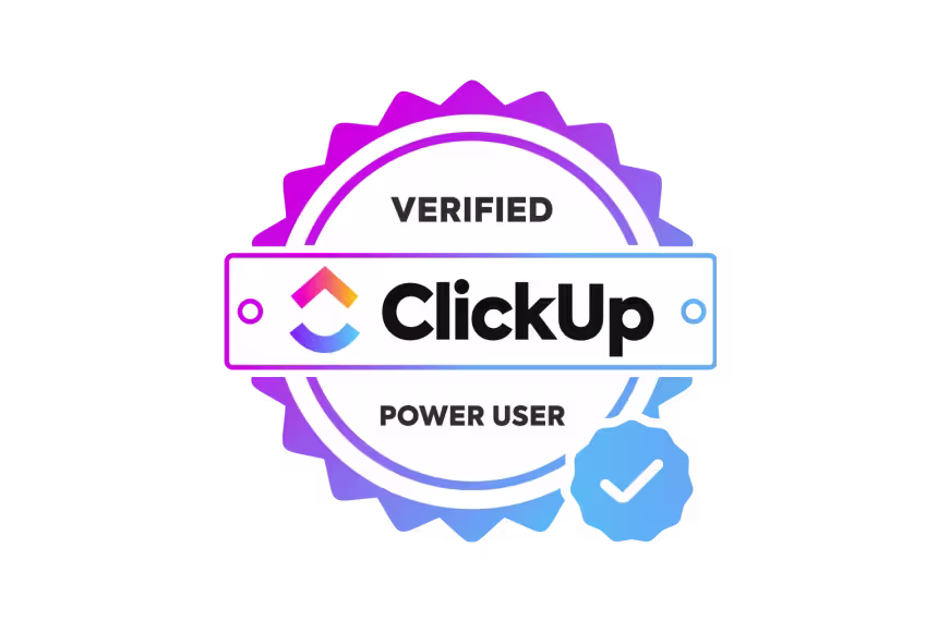 ClickUp Verified Power User badge
